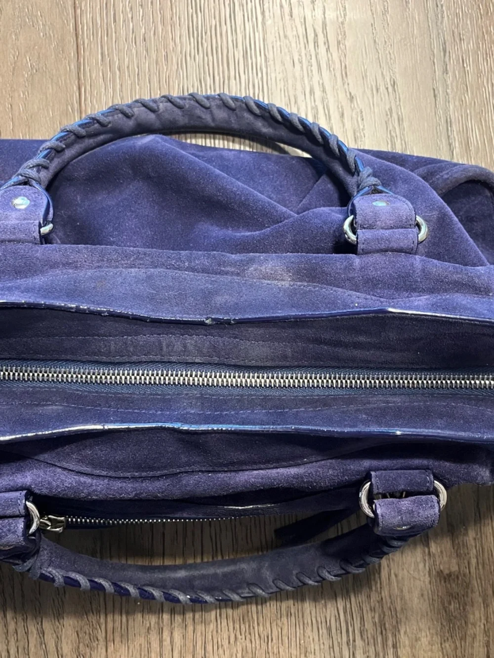 Balenciaga First Bag Suede Color Blue Nuit